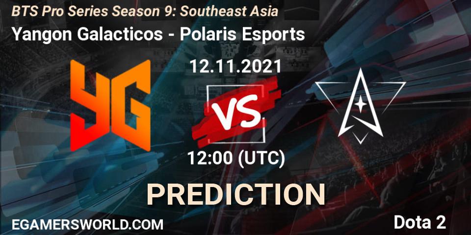 Yangon Galacticos vs Polaris Esports: Betting TIp, Match Prediction. 12.11.2021 at 11:18. Dota 2, BTS Pro Series Season 9: Southeast Asia