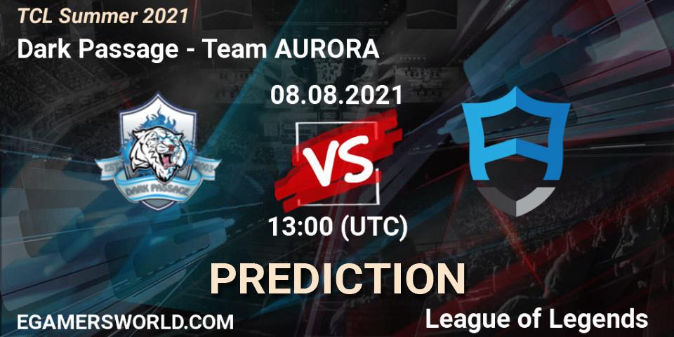 Dark Passage vs Team AURORA: Betting TIp, Match Prediction. 08.08.21. LoL, TCL Summer 2021