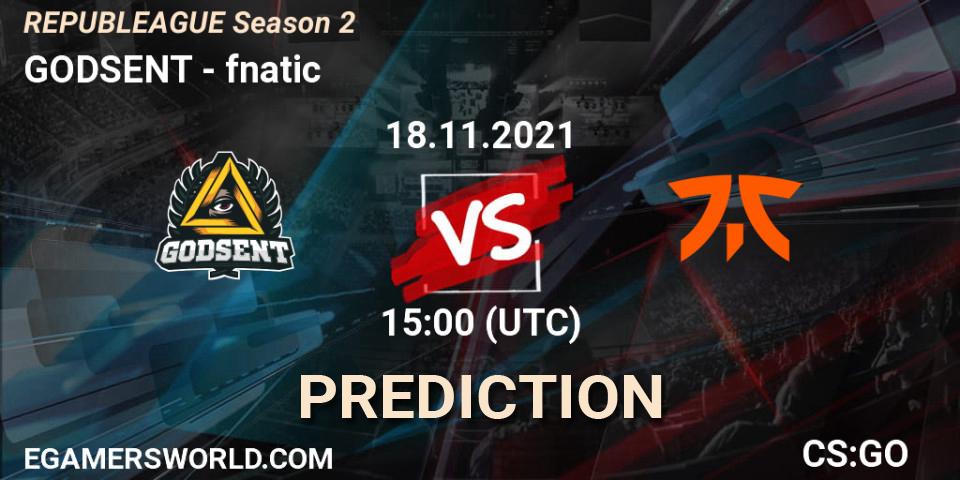 GODSENT vs fnatic: Betting TIp, Match Prediction. 18.11.21. CS2 (CS:GO), REPUBLEAGUE Season 2