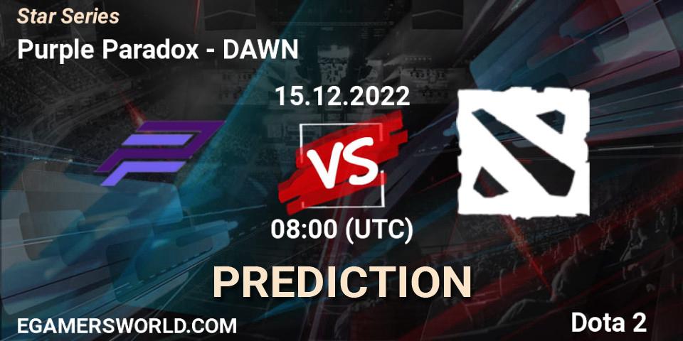 Purple Paradox vs DAWN: Betting TIp, Match Prediction. 15.12.2022 at 08:12. Dota 2, Star Series