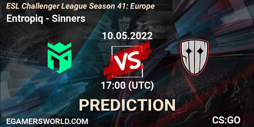 Entropiq vs Sinners: Betting TIp, Match Prediction. 10.05.2022 at 17:00. Counter-Strike (CS2), ESL Challenger League Season 41: Europe