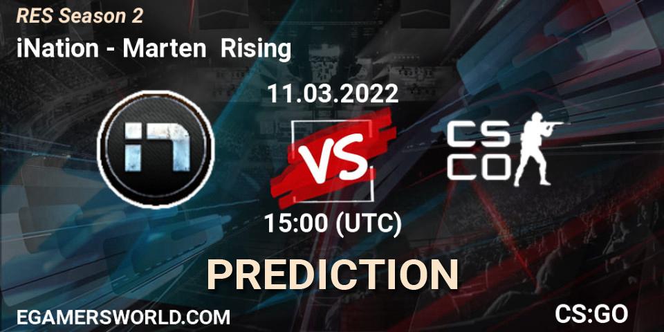 iNation vs Marten Rising: Betting TIp, Match Prediction. 11.03.2022 at 15:00. Counter-Strike (CS2), RES Season 2