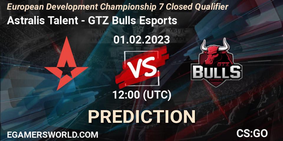 Astralis Talent vs GTZ Bulls Esports: Betting TIp, Match Prediction. 01.02.23. CS2 (CS:GO), European Development Championship 7 Closed Qualifier