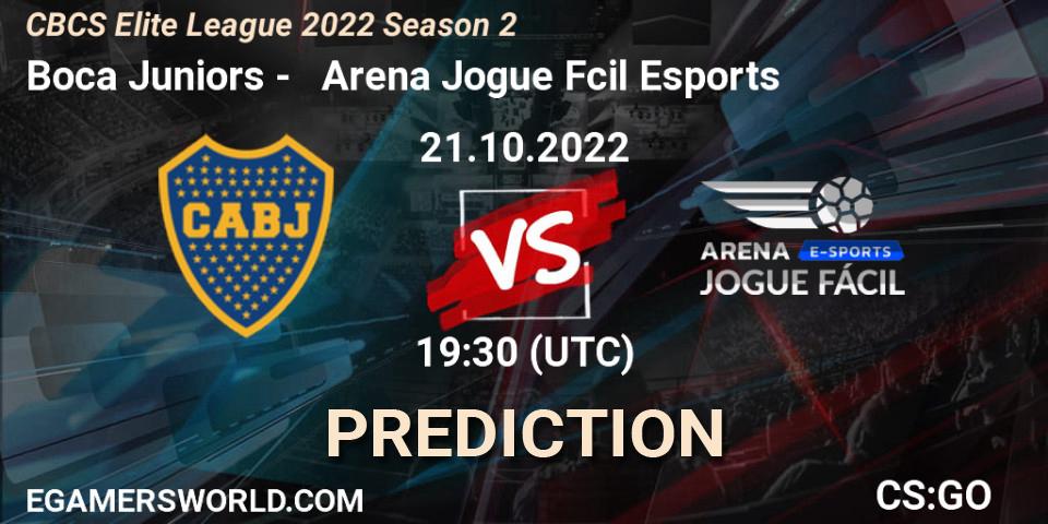 Boca Juniors vs Arena Jogue Fácil Esports: Betting TIp, Match Prediction. 21.10.2022 at 19:40. Counter-Strike (CS2), CBCS Elite League 2022 Season 2