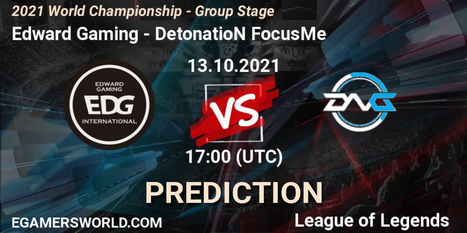 Edward Gaming vs DetonatioN FocusMe: Betting TIp, Match Prediction. 13.10.21. LoL, 2021 World Championship - Group Stage