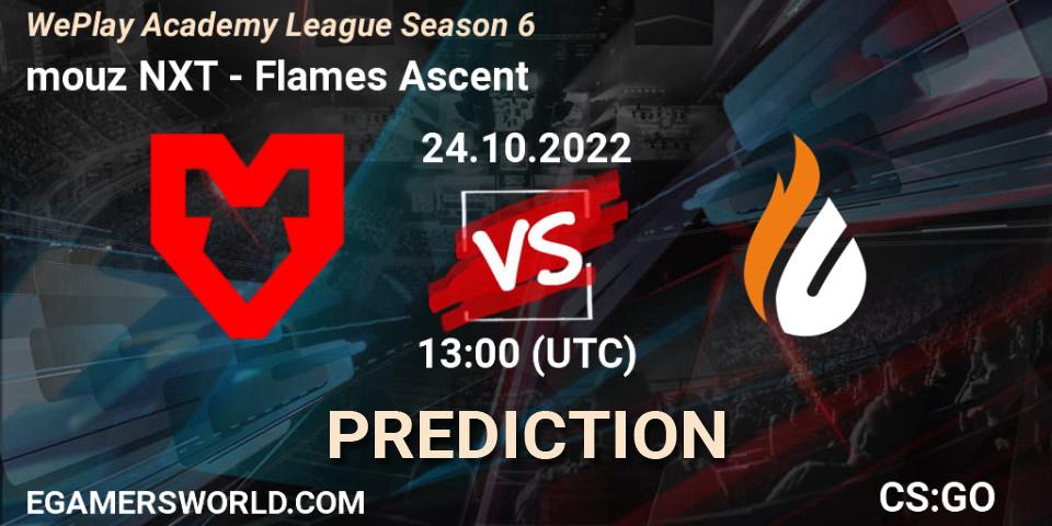 mouz NXT vs Flames Ascent: Betting TIp, Match Prediction. 24.10.2022 at 13:00. Counter-Strike (CS2), WePlay Academy League Season 6