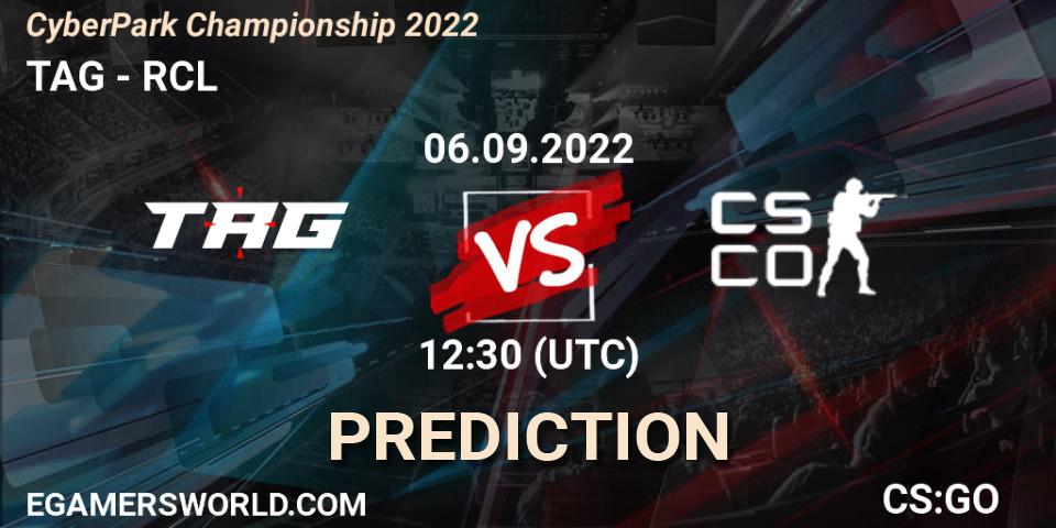 TAG vs RCL: Betting TIp, Match Prediction. 06.09.2022 at 13:00. Counter-Strike (CS2), CyberPark Championship 2022