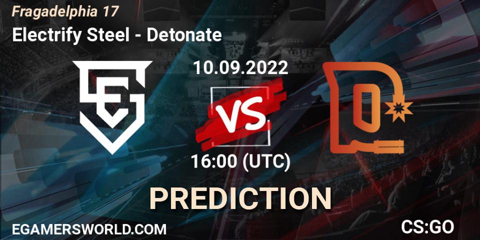 Electrify Steel vs Detonate: Betting TIp, Match Prediction. 10.09.2022 at 16:00. Counter-Strike (CS2), Fragadelphia 17