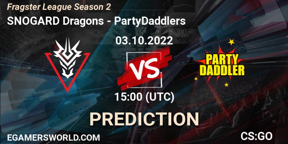SNOGARD Dragons vs PartyDaddlers: Betting TIp, Match Prediction. 03.10.2022 at 15:00. Counter-Strike (CS2), Fragster League Season 2