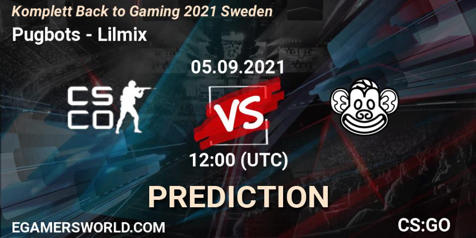 Pugbots vs Lilmix: Betting TIp, Match Prediction. 05.09.2021 at 12:00. Counter-Strike (CS2), Komplett Back to Gaming 2021 Sweden