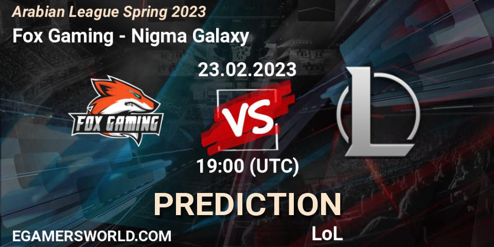 Fox Gaming vs Nigma Galaxy MENA: Betting TIp, Match Prediction. 03.02.2023 at 19:00. LoL, Arabian League Spring 2023