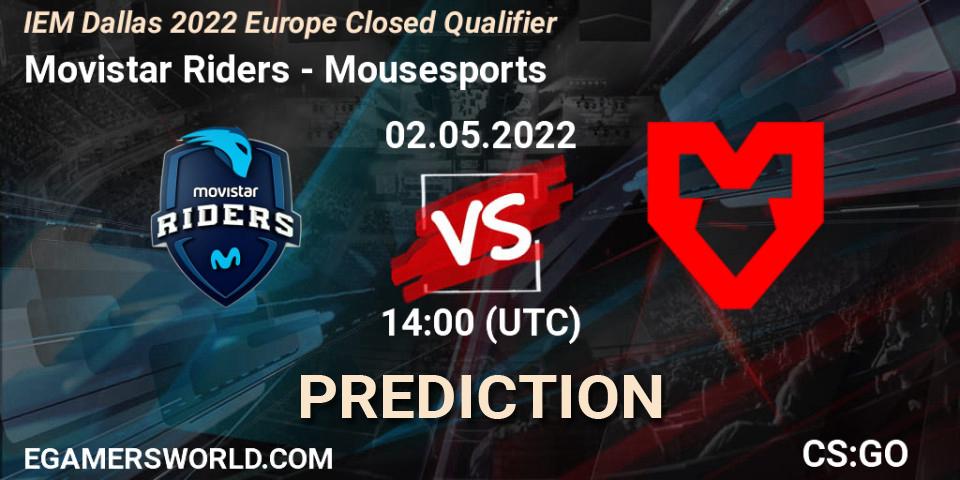 Movistar Riders vs Mousesports: Betting TIp, Match Prediction. 02.05.2022 at 14:00. Counter-Strike (CS2), IEM Dallas 2022 Europe Closed Qualifier