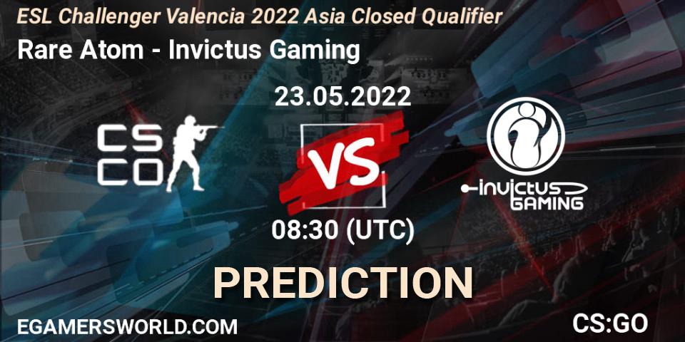 Rare Atom vs Invictus Gaming: Betting TIp, Match Prediction. 23.05.2022 at 08:30. Counter-Strike (CS2), ESL Challenger Valencia 2022 Asia Closed Qualifier
