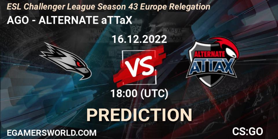 AGO vs ALTERNATE aTTaX: Betting TIp, Match Prediction. 16.12.22. CS2 (CS:GO), ESL Challenger League Season 43 Europe Relegation