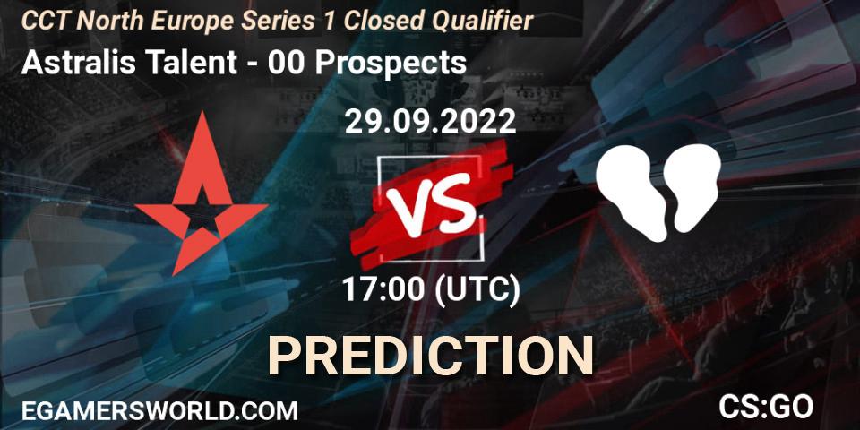 Astralis Talent vs 00 Prospects: Betting TIp, Match Prediction. 29.09.2022 at 17:00. Counter-Strike (CS2), CCT North Europe Series 1 Closed Qualifier