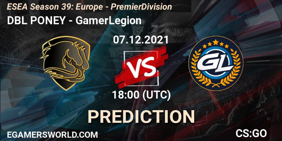 DBL PONEY vs GamerLegion: Betting TIp, Match Prediction. 07.12.21. CS2 (CS:GO), ESEA Season 39: Europe - Premier Division