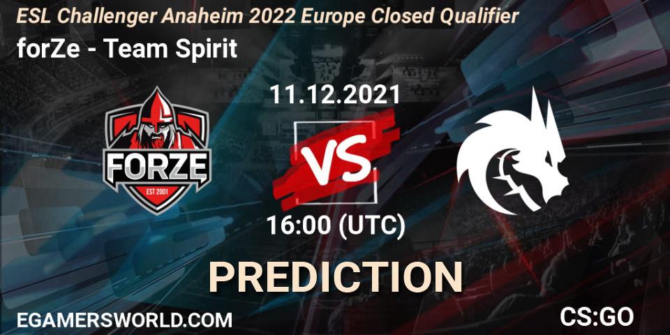 forZe vs Team Spirit: Betting TIp, Match Prediction. 11.12.21. CS2 (CS:GO), ESL Challenger Anaheim 2022 Europe Closed Qualifier