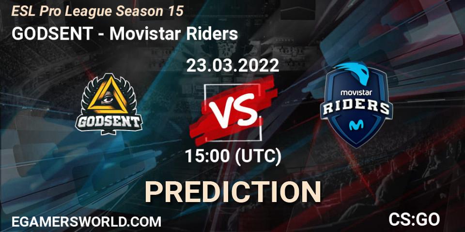GODSENT vs Movistar Riders: Betting TIp, Match Prediction. 23.03.22. CS2 (CS:GO), ESL Pro League Season 15