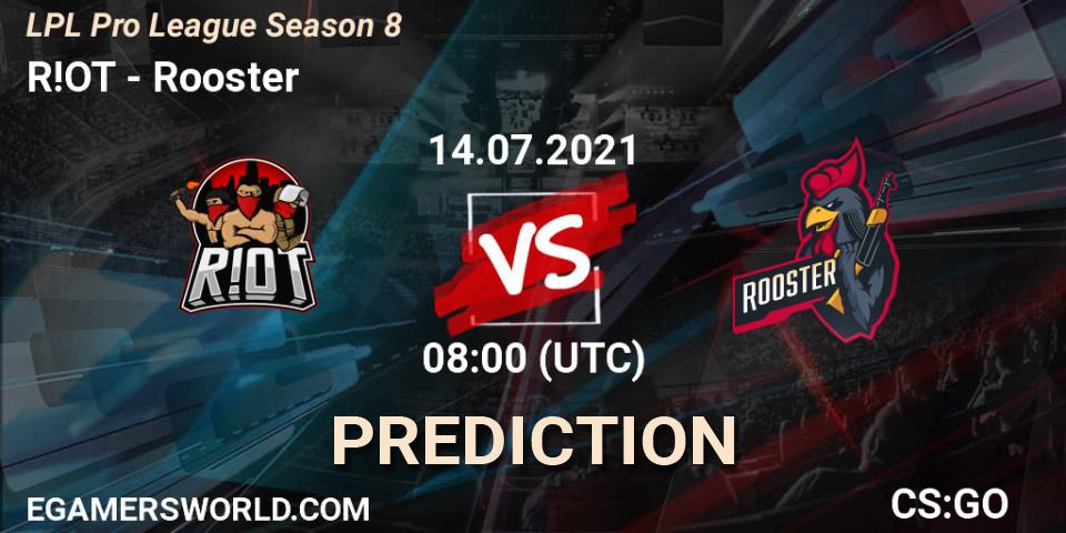 R!OT vs Rooster: Betting TIp, Match Prediction. 14.07.21. CS2 (CS:GO), LPL Pro League 2021 Season 2