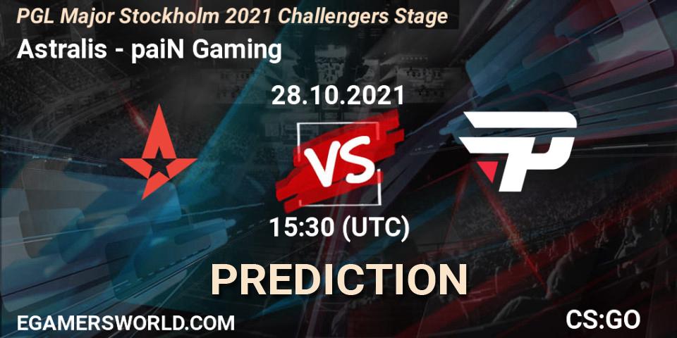 Astralis vs paiN Gaming: Betting TIp, Match Prediction. 28.10.2021 at 15:35. Counter-Strike (CS2), PGL Major Stockholm 2021 Challengers Stage
