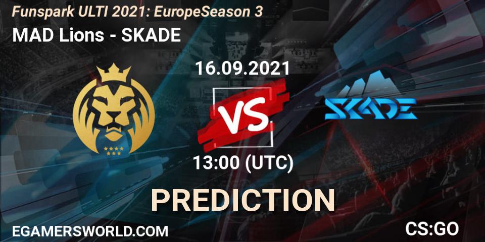 MAD Lions vs SKADE: Betting TIp, Match Prediction. 16.09.2021 at 13:00. Counter-Strike (CS2), Funspark ULTI 2021: Europe Season 3