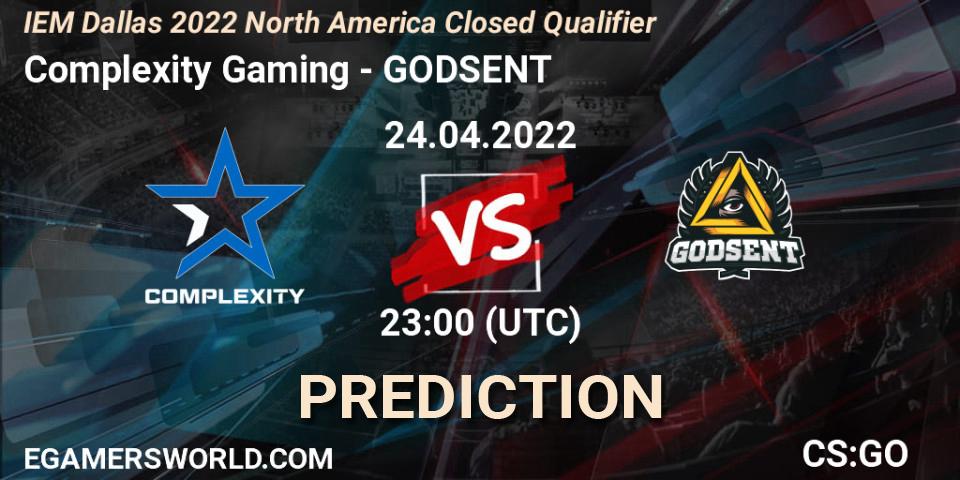 Complexity Gaming vs GODSENT: Betting TIp, Match Prediction. 24.04.2022 at 23:00. Counter-Strike (CS2), IEM Dallas 2022 North America Closed Qualifier