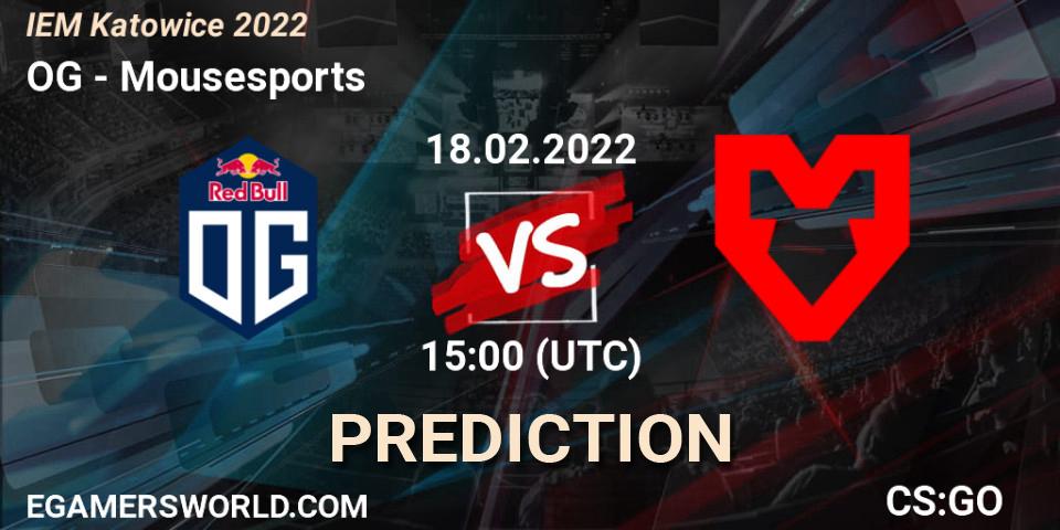 OG vs Mousesports: Betting TIp, Match Prediction. 18.02.2022 at 15:25. Counter-Strike (CS2), IEM Katowice 2022