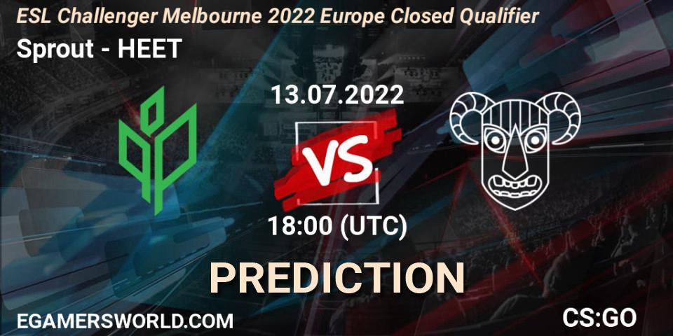 Sprout vs HEET: Betting TIp, Match Prediction. 13.07.2022 at 18:00. Counter-Strike (CS2), ESL Challenger Melbourne 2022 Europe Closed Qualifier