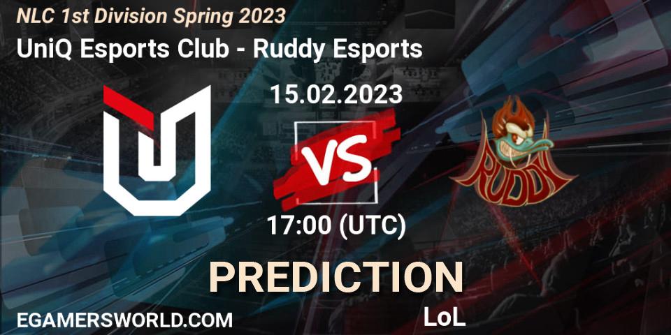 UniQ Esports Club vs Ruddy Esports: Betting TIp, Match Prediction. 15.02.23. LoL, NLC 1st Division Spring 2023