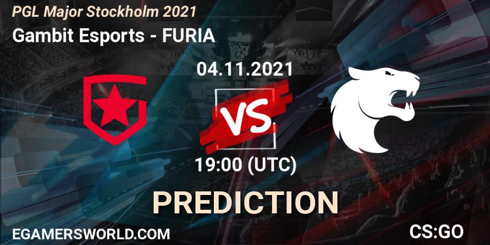 Gambit Esports vs FURIA: Betting TIp, Match Prediction. 05.11.2021 at 15:30. Counter-Strike (CS2), PGL Major Stockholm 2021