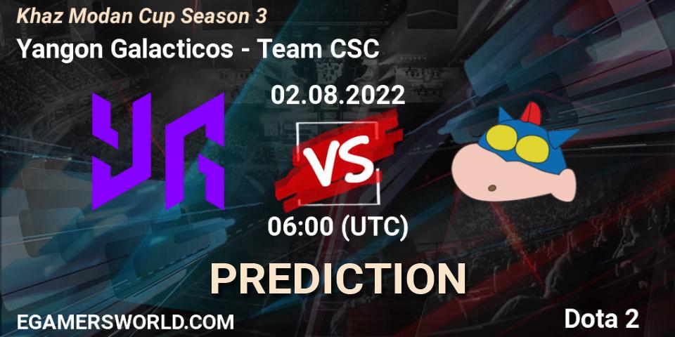 Yangon Galacticos vs Team CSC: Betting TIp, Match Prediction. 02.08.2022 at 09:01. Dota 2, Khaz Modan Cup Season 3