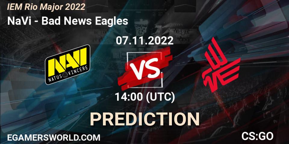 NaVi vs Bad News Eagles: Betting TIp, Match Prediction. 07.11.2022 at 14:00. Counter-Strike (CS2), IEM Rio Major 2022