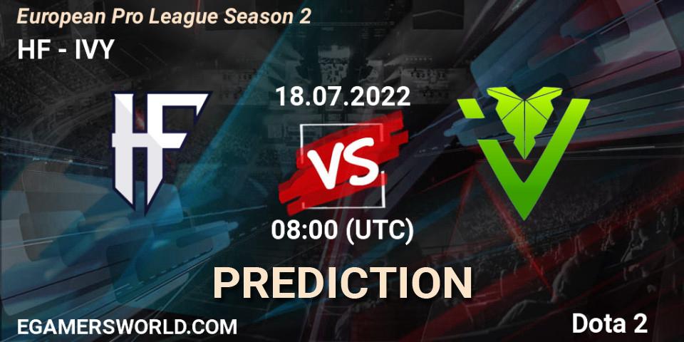 HF vs IVY: Betting TIp, Match Prediction. 18.07.2022 at 08:21. Dota 2, European Pro League Season 2