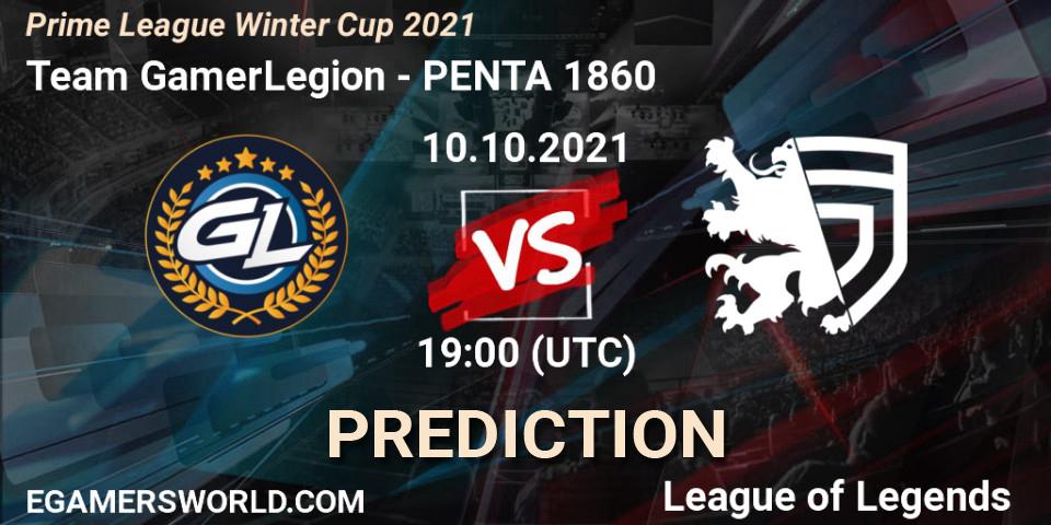 Team GamerLegion vs PENTA 1860: Betting TIp, Match Prediction. 10.10.2021 at 19:00. LoL, Prime League Winter Cup 2021