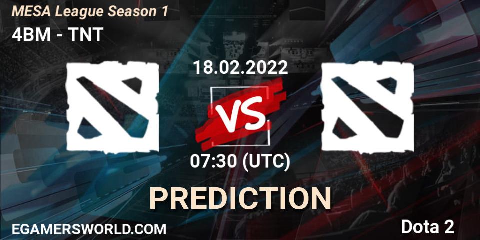 4BM vs TNT Esports: Betting TIp, Match Prediction. 18.02.2022 at 07:55. Dota 2, MESA League Season 1