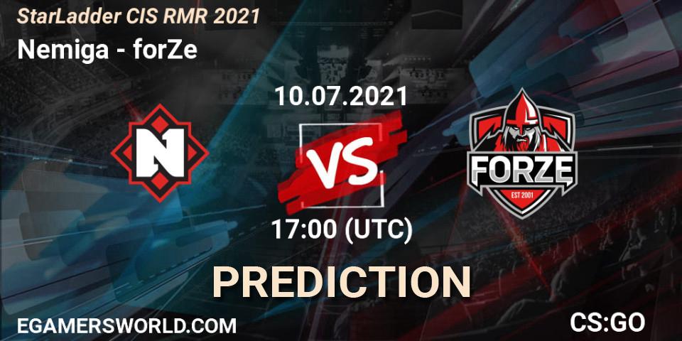 Nemiga vs forZe: Betting TIp, Match Prediction. 01.07.21. CS2 (CS:GO), StarLadder CIS RMR 2021