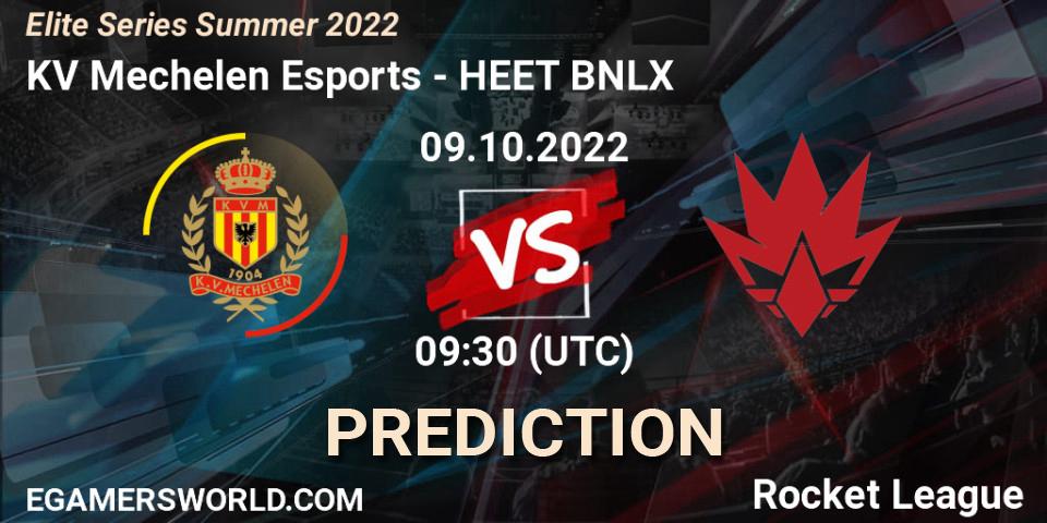 KV Mechelen Esports vs HEET BNLX: Betting TIp, Match Prediction. 09.10.2022 at 09:30. Rocket League, Elite Series Summer 2022