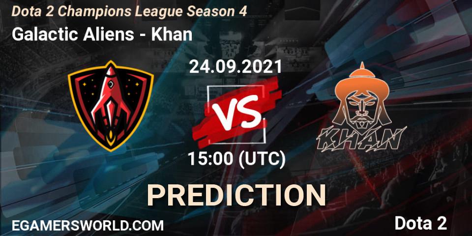 Galactic Aliens vs Khan: Betting TIp, Match Prediction. 30.09.2021 at 15:01. Dota 2, Dota 2 Champions League Season 4
