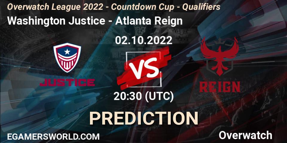 Washington Justice vs Atlanta Reign: Betting TIp, Match Prediction. 02.10.22. Overwatch, Overwatch League 2022 - Countdown Cup - Qualifiers