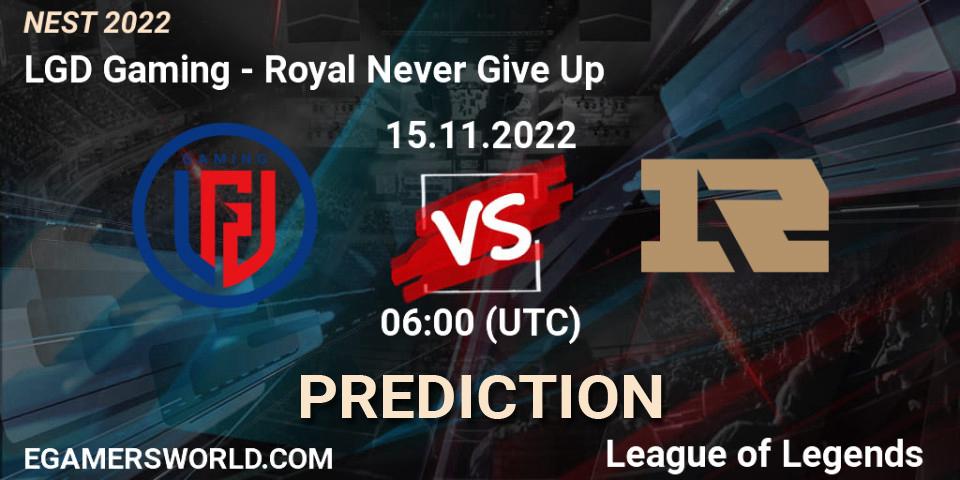 LGD Gaming vs Royal Never Give Up: Betting TIp, Match Prediction. 15.11.22. LoL, NEST 2022