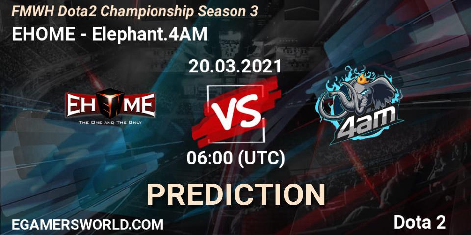 EHOME vs Elephant.4AM: Betting TIp, Match Prediction. 20.03.2021 at 06:00. Dota 2, FMWH Dota2 Championship Season 3