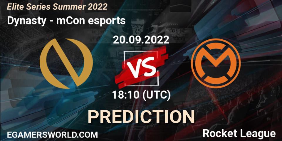 Dynasty vs mCon esports: Betting TIp, Match Prediction. 20.09.22. Rocket League, Elite Series Summer 2022
