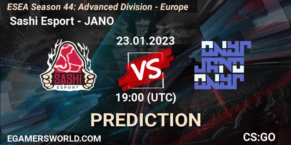  Sashi Esport vs JANO: Betting TIp, Match Prediction. 31.01.2023 at 16:00. Counter-Strike (CS2), ESEA Season 44: Advanced Division - Europe