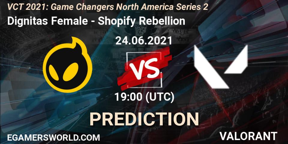 Dignitas Female vs Shopify Rebellion: Betting TIp, Match Prediction. 24.06.2021 at 19:00. VALORANT, VCT 2021: Game Changers North America Series 2