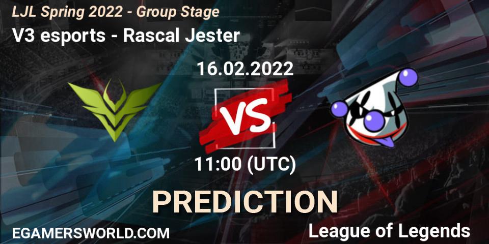 V3 esports vs Rascal Jester: Betting TIp, Match Prediction. 16.02.22. LoL, LJL Spring 2022 - Group Stage