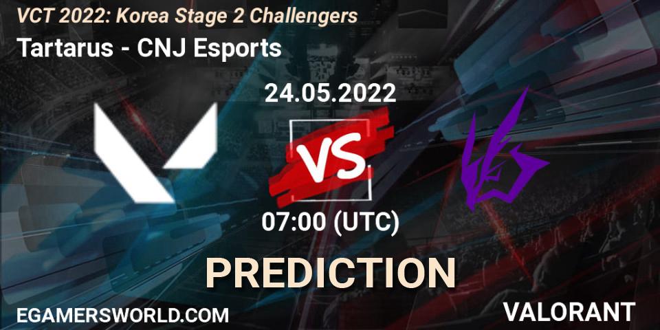 Tartarus vs CNJ Esports: Betting TIp, Match Prediction. 24.05.2022 at 07:00. VALORANT, VCT 2022: Korea Stage 2 Challengers