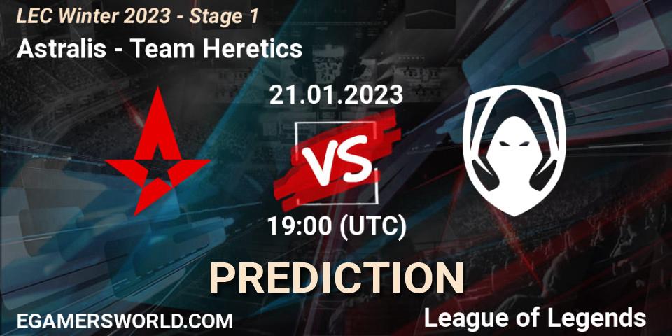 Astralis vs Team Heretics: Betting TIp, Match Prediction. 21.01.2023 at 19:00. LoL, LEC Winter 2023 - Stage 1