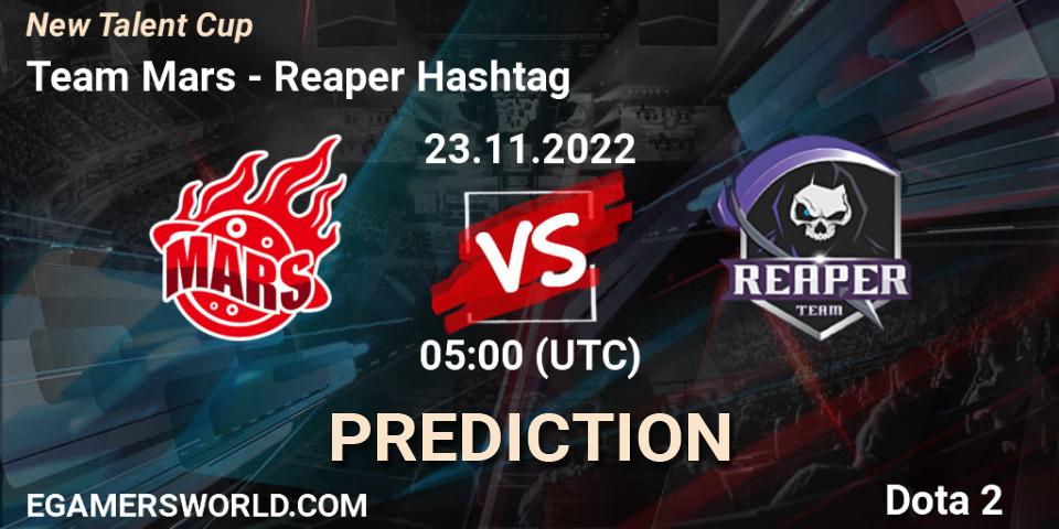Team Mars vs Reaper Hashtag: Betting TIp, Match Prediction. 23.11.2022 at 05:17. Dota 2, New Talent Cup