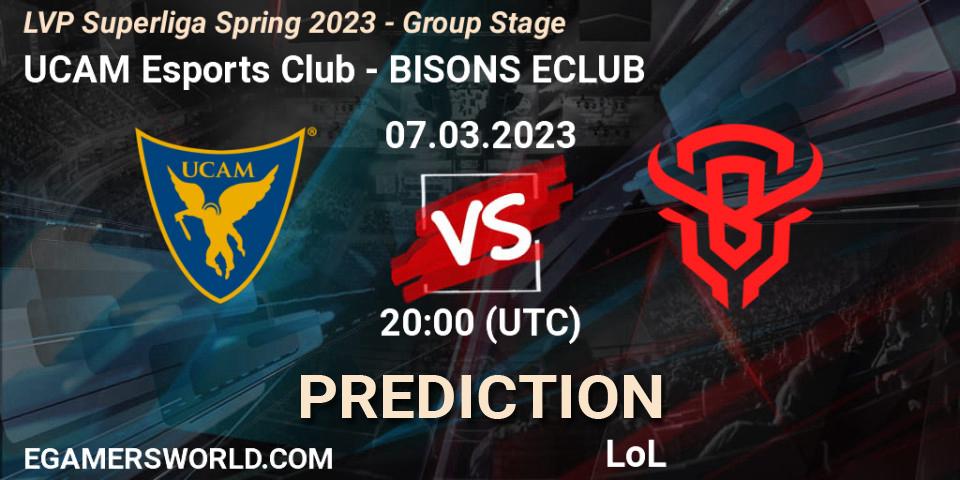 UCAM Esports Club vs BISONS ECLUB: Betting TIp, Match Prediction. 07.03.2023 at 18:00. LoL, LVP Superliga Spring 2023 - Group Stage