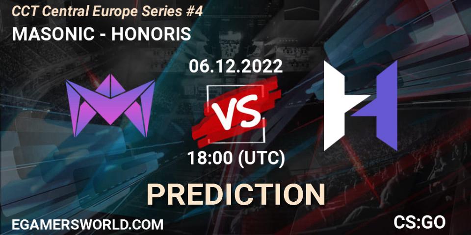 MASONIC vs HONORIS: Betting TIp, Match Prediction. 06.12.2022 at 15:35. Counter-Strike (CS2), CCT Central Europe Series #4